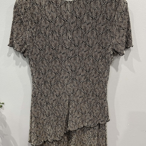 Connected Apparel Black and Tan Layered Midi Dress Excellent Condition - Picture 3 of 4